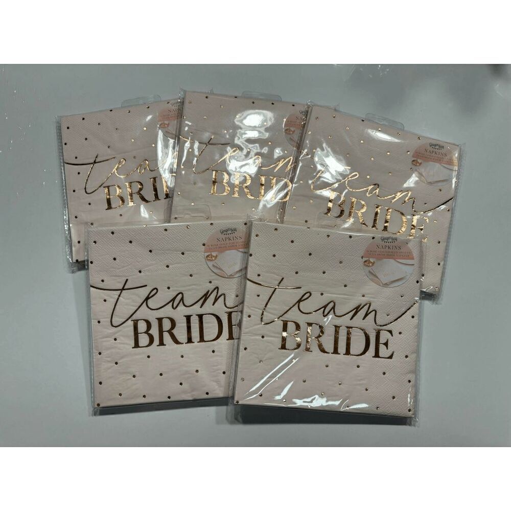Ginger Ray Rose Gold Foiled Team Bride Paper Napkin Packs Lot of 5